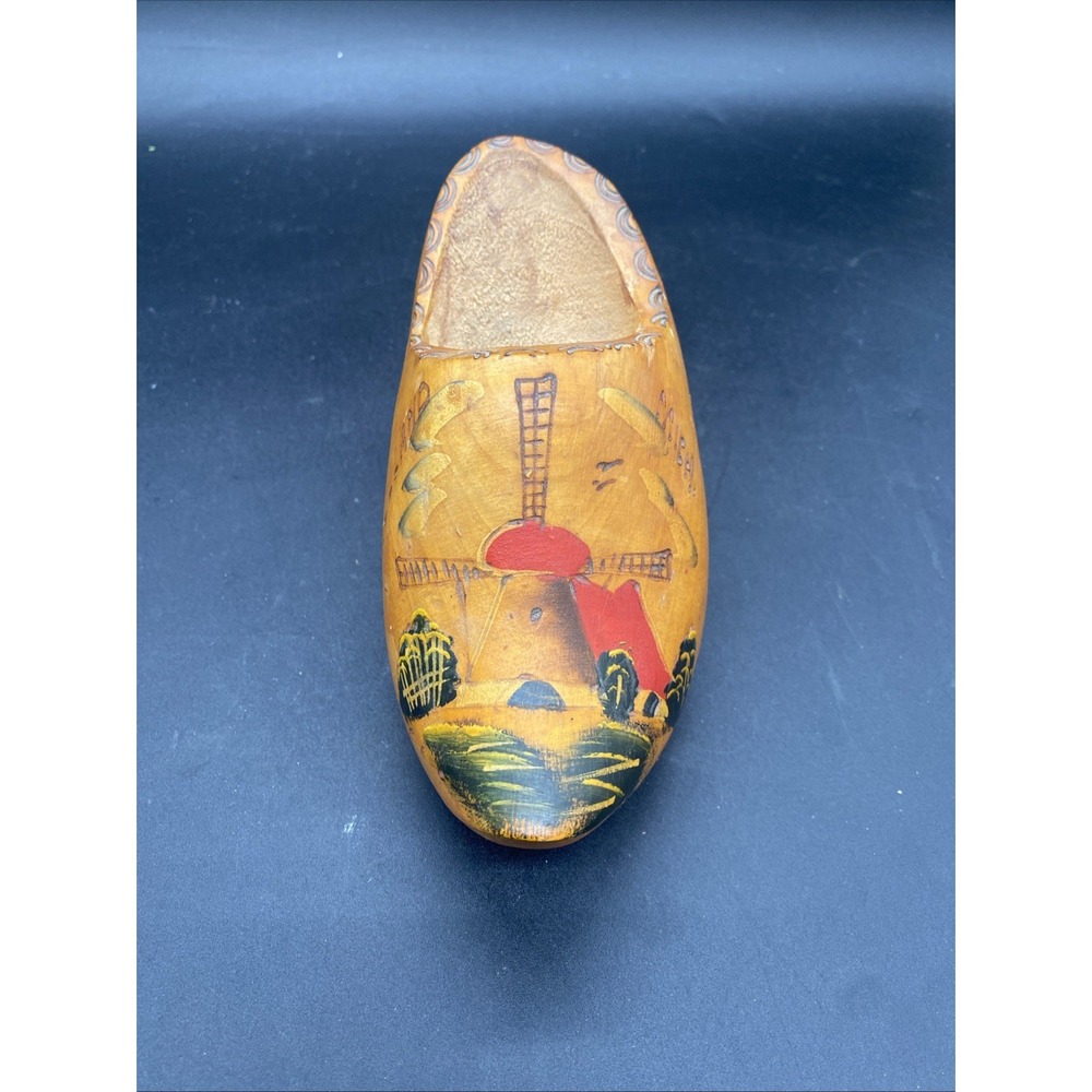 Vintage Decorative Wooden Shoe Dutch Holland Windmill Design With Hook Hanging